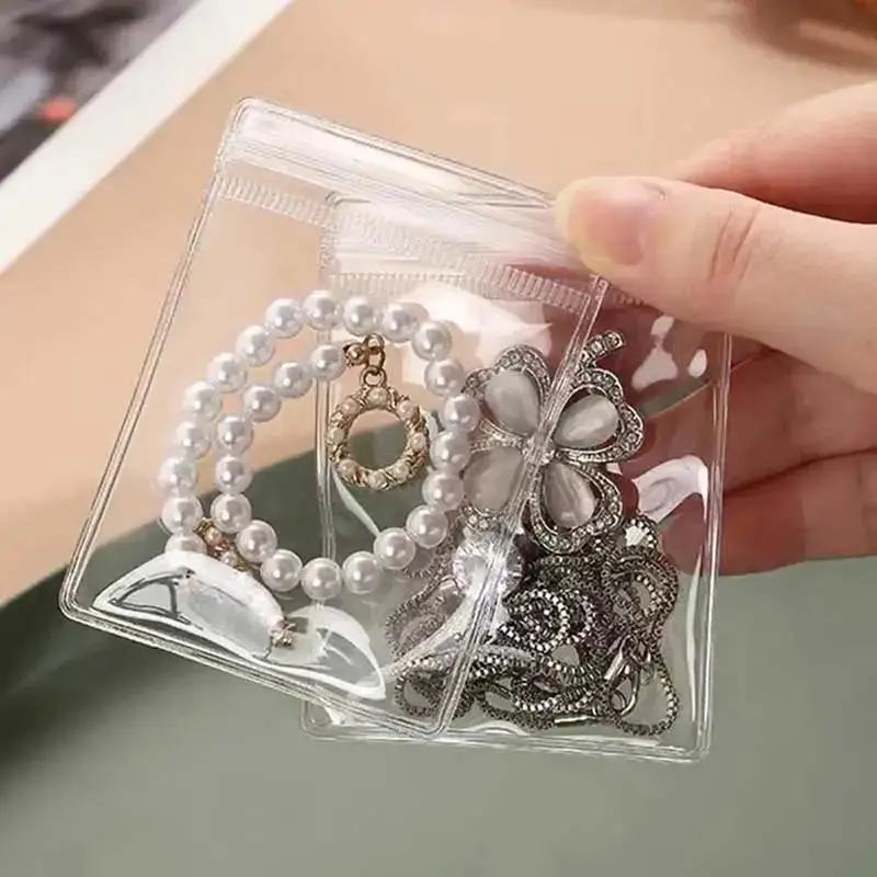 200PCS PVC Jewelry Organizer Package Bags Anti-Oxidatio Transparent Earring Bracelet Ring Necklace Packaging Storage Pouch