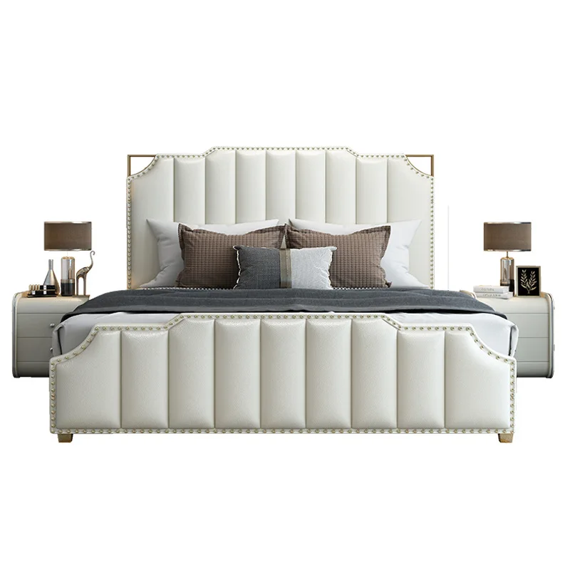 

Modern light luxury, simple princess bed, high box storage soft bed in the bedroom