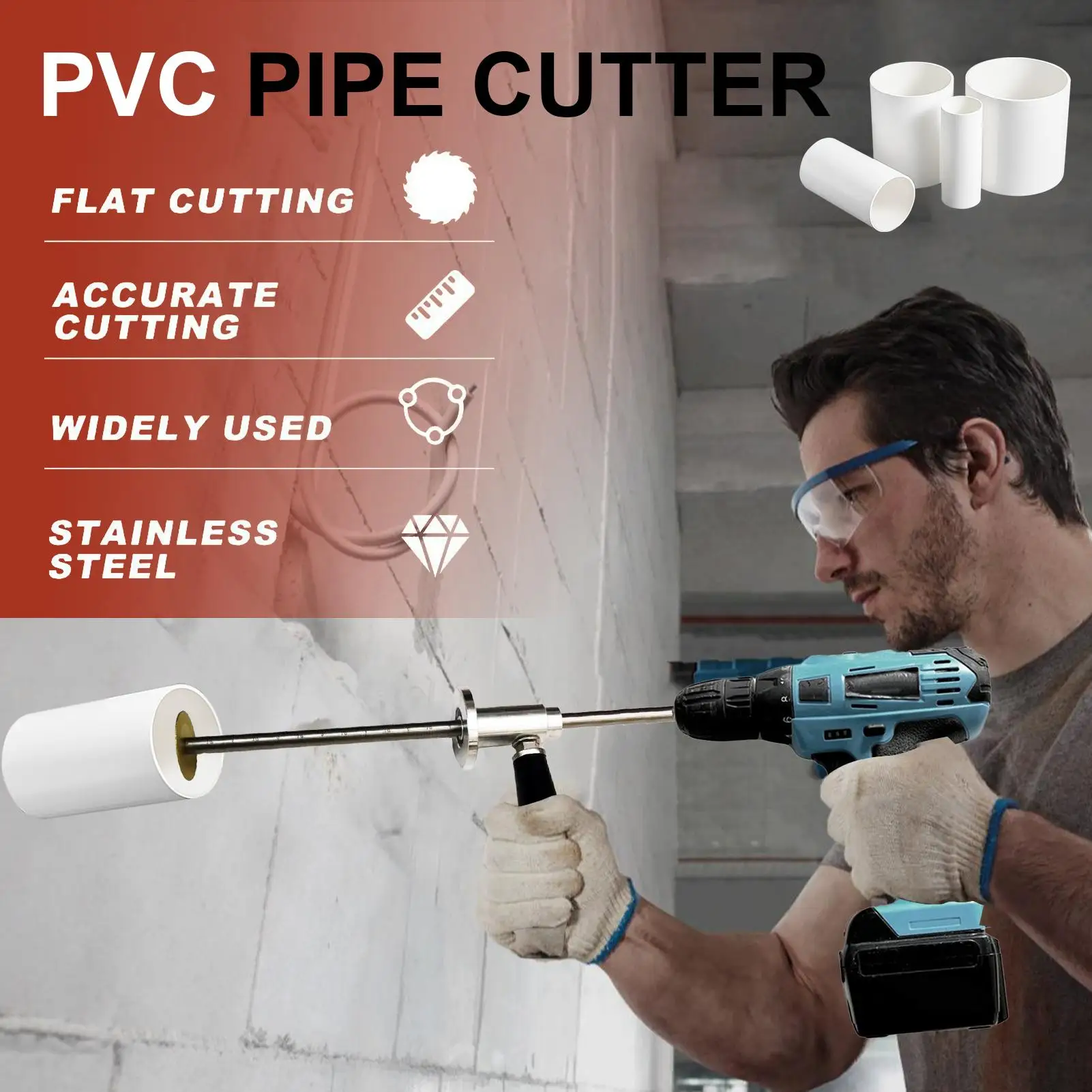 

Internal PVC Pipe Cutter PVC Inner Pipe Cutting Tool Drill Attachment Anti-Slip Hose Cutting Tube Machine For Repair Drivers And