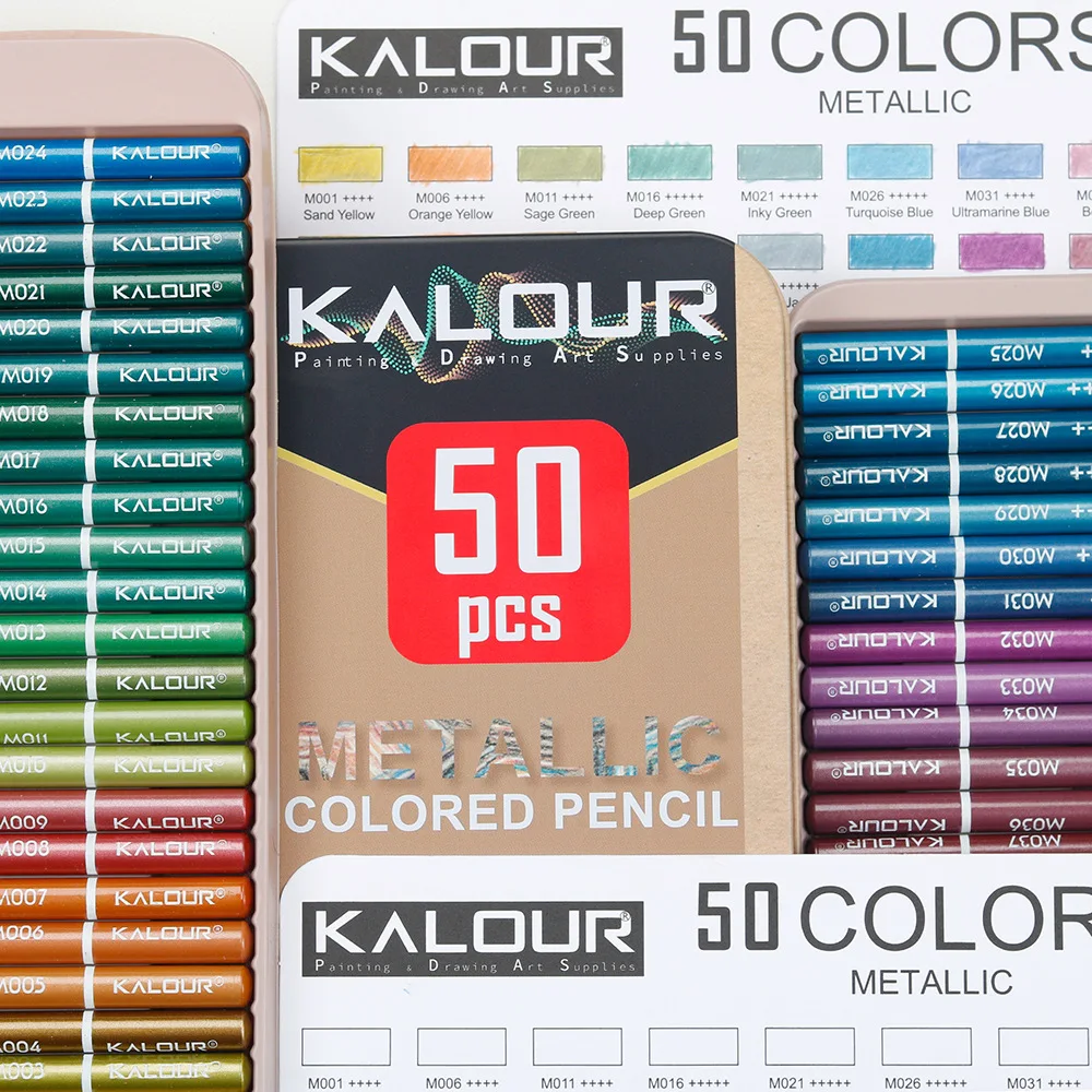 

KALOUR Color Pencil 50pcs Set Metallic Color Art Painting Bright Color Pencil Hand Draw Sketch Pencil School Art Supply