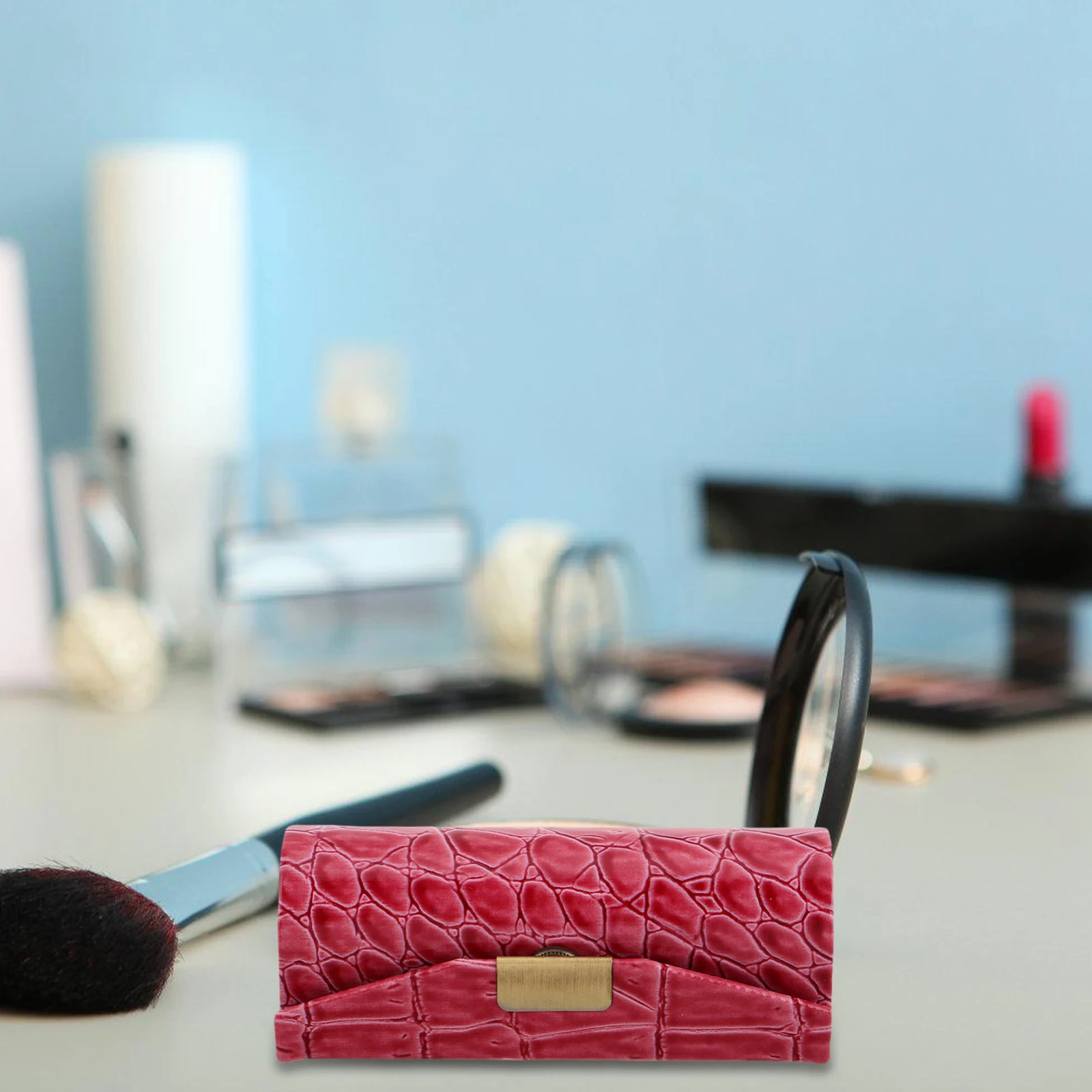 

Lipstick Box Holder Vintage for Women Pu Case Mirror Lipstick Storage Bag Travel ganizer Makeup Brush Pouch