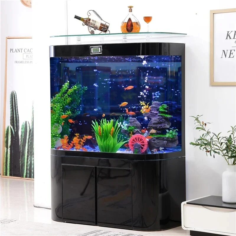 Aquarium Living Room Glass Change Water Ecological Landscaping Large Bottom Filter Floor Fish Tank