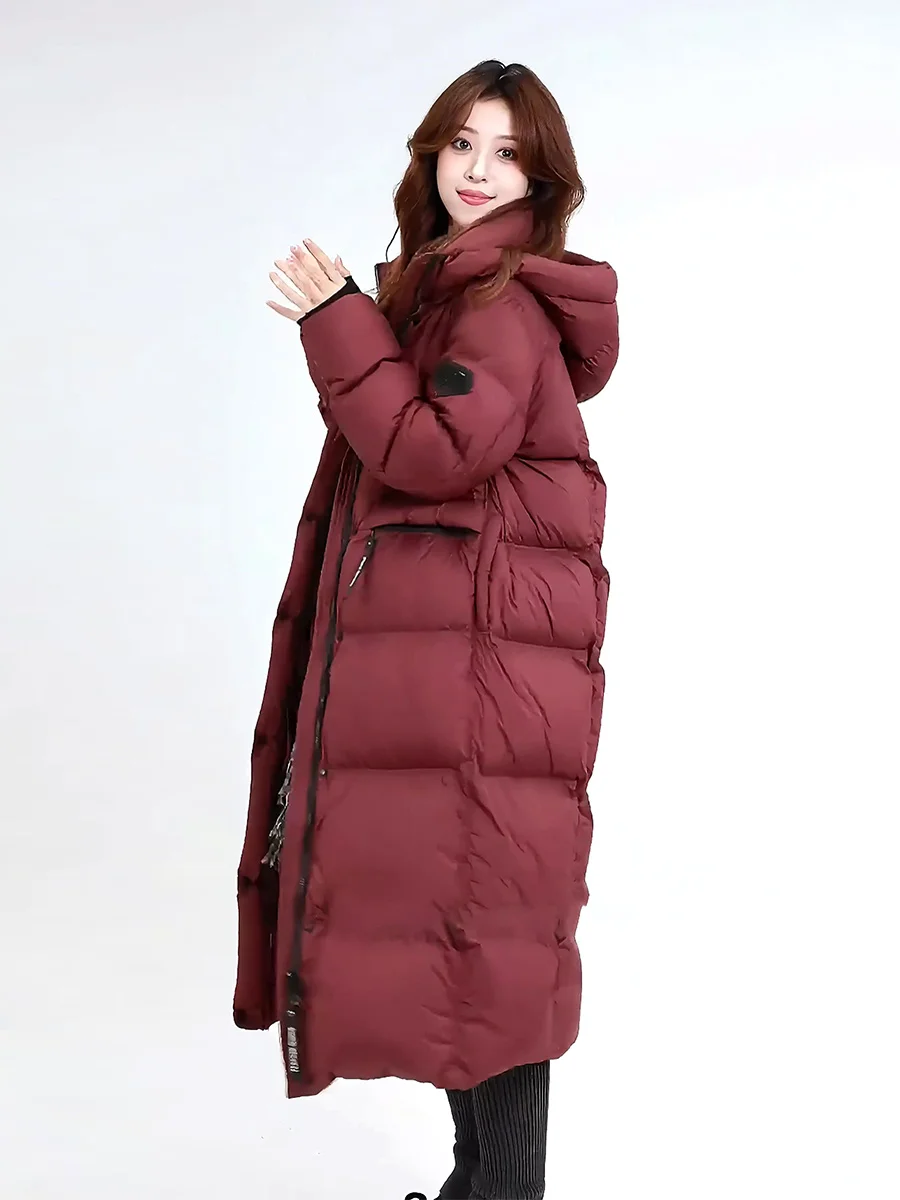 

Новая женская зимняя утепленная пуховая куртка для экстремальных холодов, с воротником-стойкой, средней длины, маленький размер