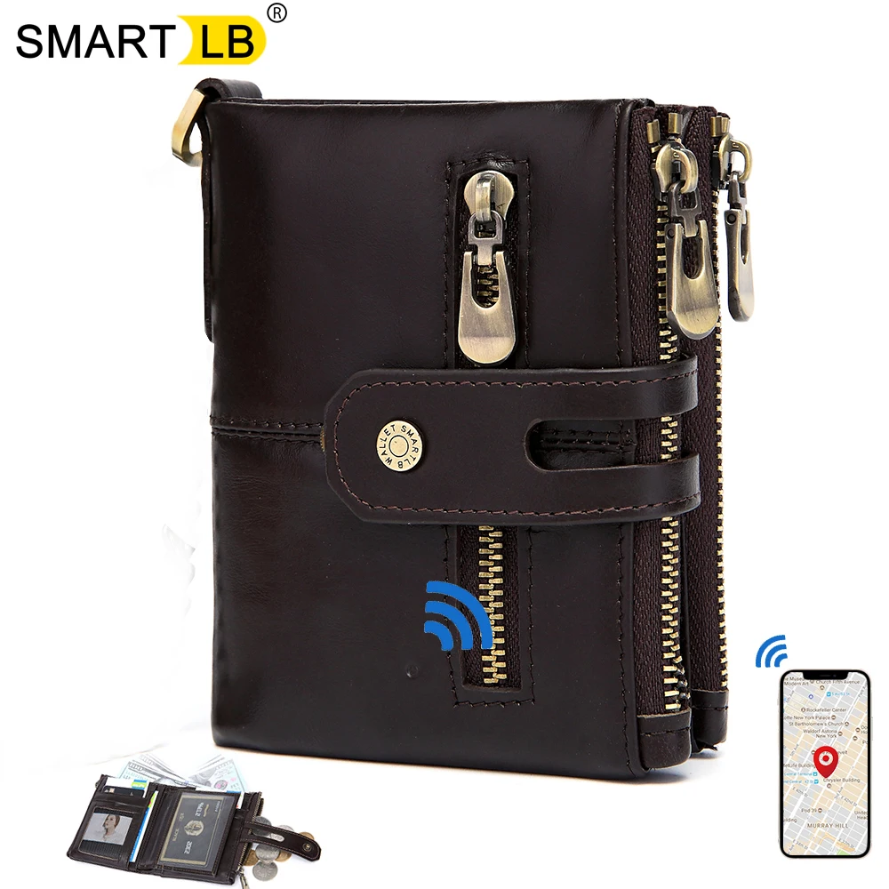 

Smart LB wallet Genuine leather men wallets with coin pocket chain zipper wallet card holder Purse