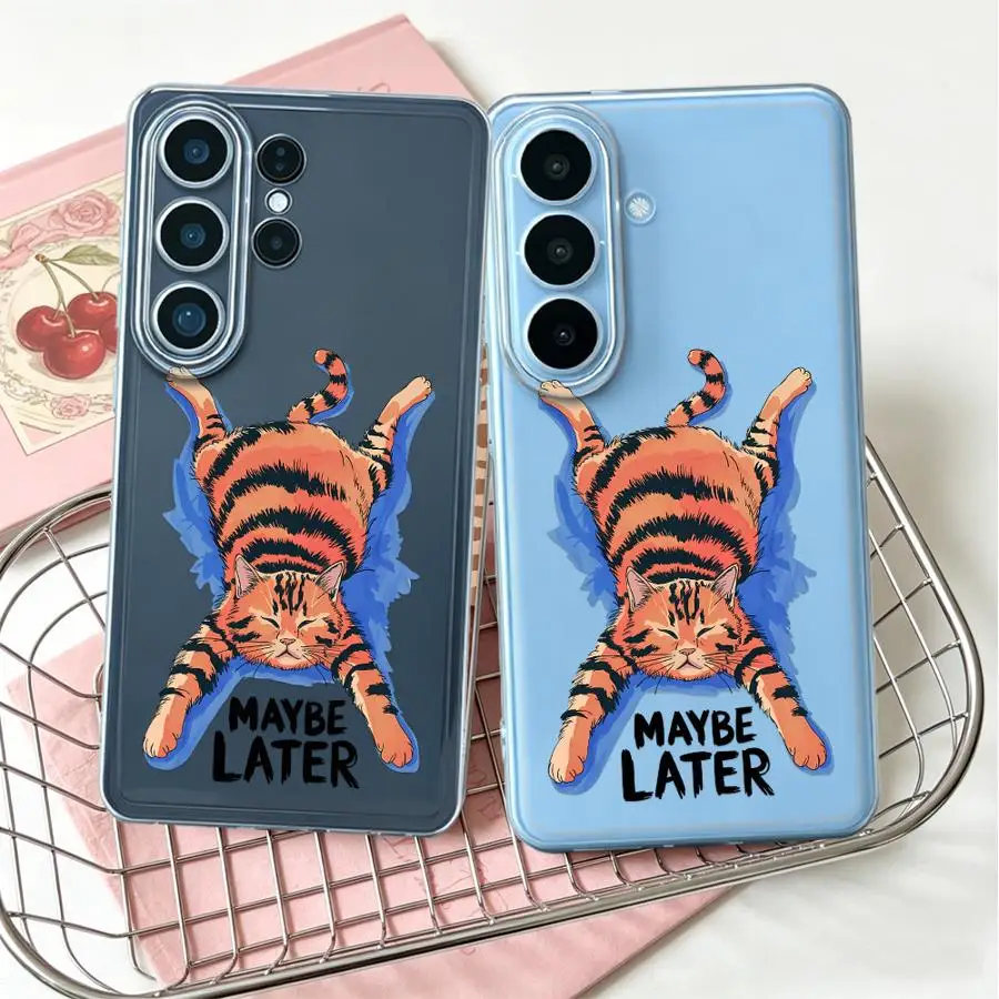 Phone Cover Case for Samsung Galaxy S26 Ultra S20 Plus S25 Edge S22 FE S23 Ultra Note 20 Ultra 10 S23Ultra S24 S21 Lazy Cat