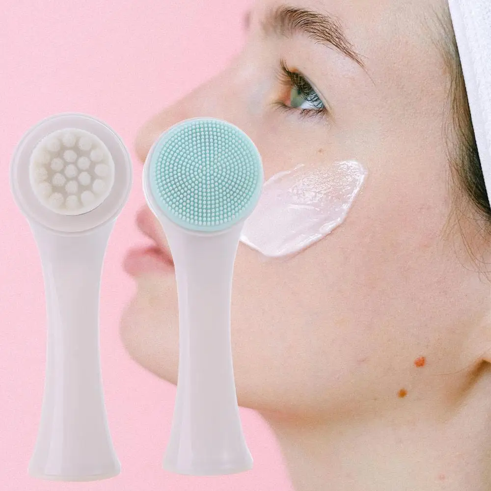 Double Sided Silica Gel Facial Brush Soft Blackhead Remover Facial Cleanse Brush Skin Care Cute Facial Face Scrubber Brush