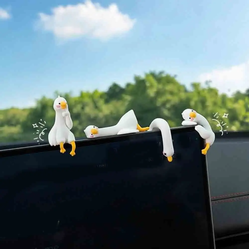 Cartoon Animal Mini Duck Ornament Mini Computer Display Computer Monitor Decoration Statue Figurine Car Center Console Ornament