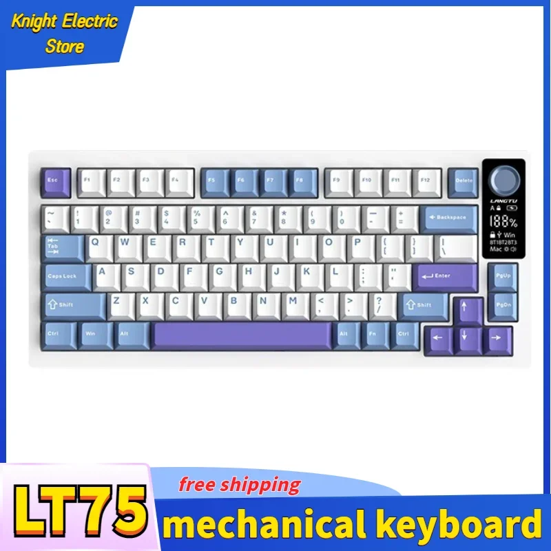 

Langtu Lt75 Mechanical Keyboard Gasket Led Screen Rgb Customized Keyboard Accessory Wireless Bluetooth Mechanical Keyboard