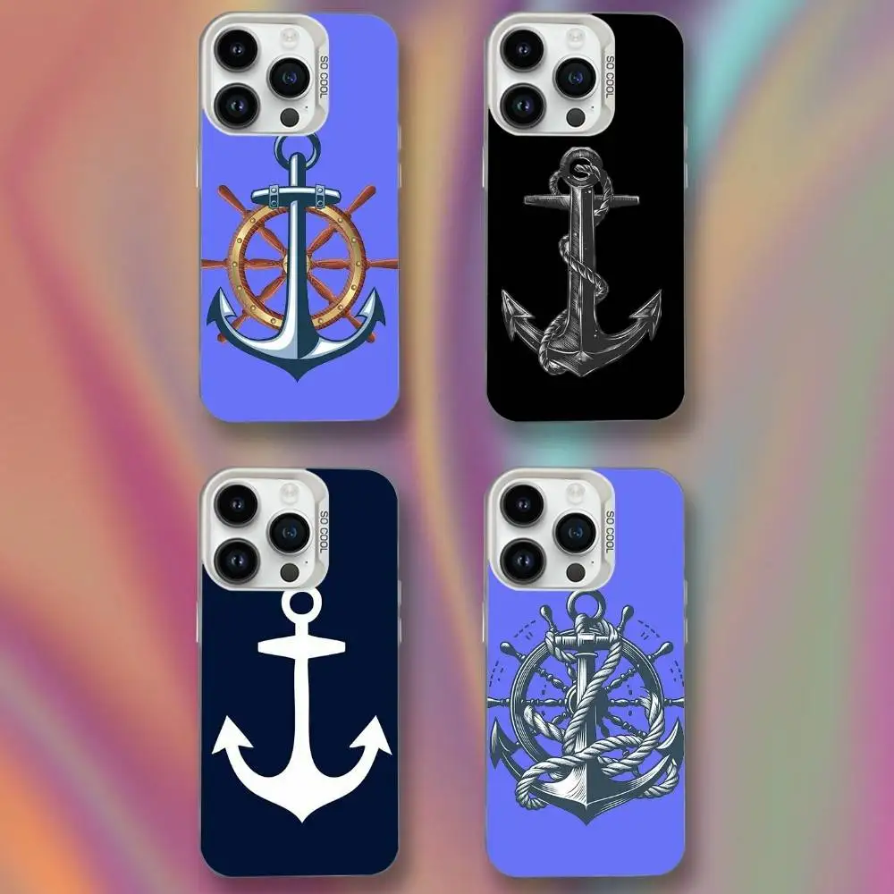

Anchor Boat Ship Wheel Phone Case For iPhone 16,15,14,13,12,11,Mini,Pro,SE,MAX White Matte Shockproof Cover