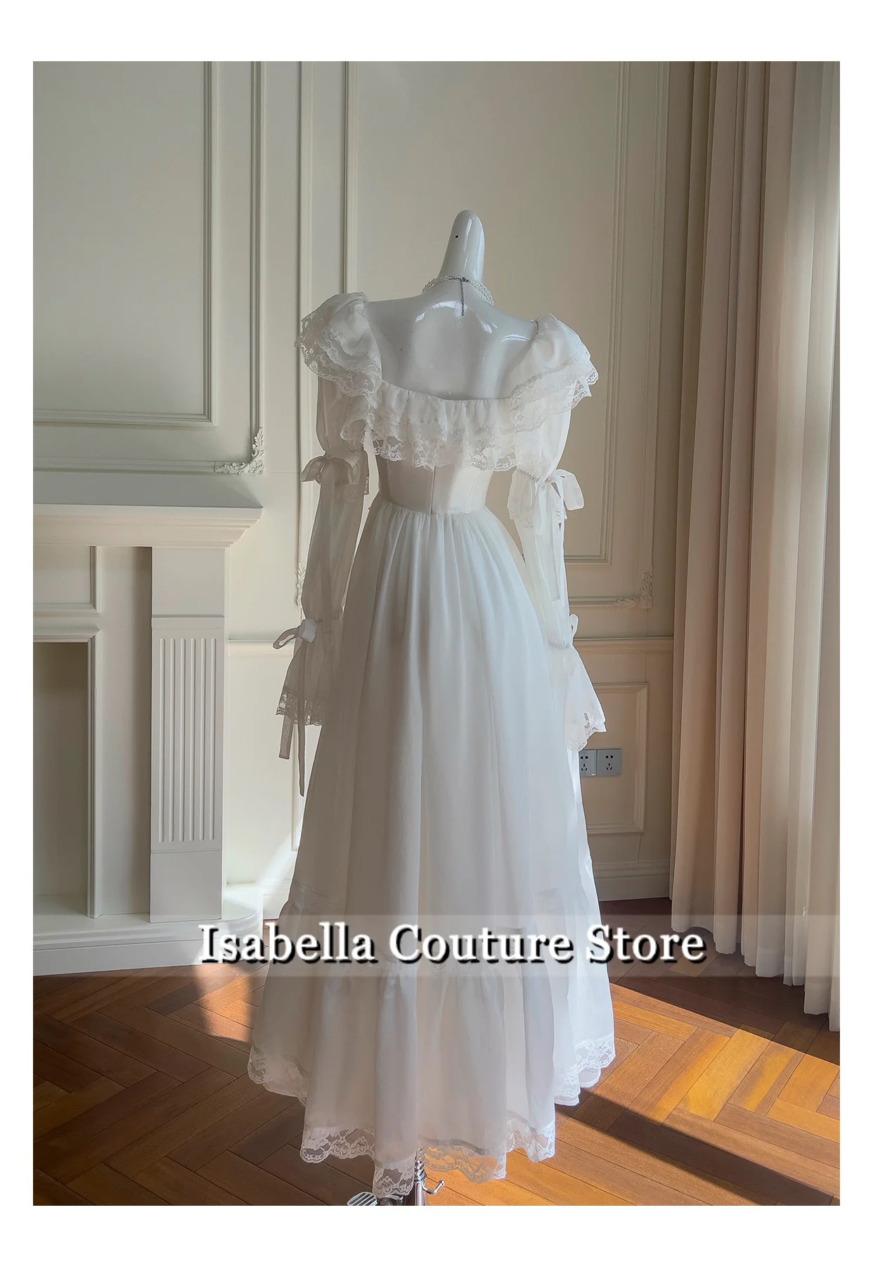 Princess Wedding Party Dress Off Shoulder Full Sleeves Draped A-Line Floor Length Satin Eveninbg Gown Customized Pastrol