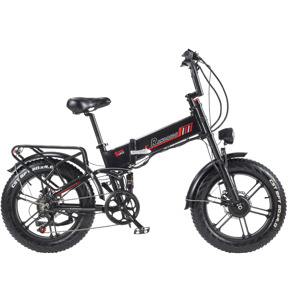 AliExpress Electric Bike RANDRIDE YX20M-2 Double Engine 1000W 48V 20Ah Wide Tires 20*4.0-Inch Foldable 7 Speeds Hydraulic Brakes 40-45 Km/h