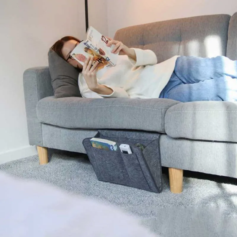 Storage Hang Bag Felt Dormitory Bed Sofa Bedroom Carpet Store Content For CD Magazines, Stationery Pad Mobile Phones Sundries view 5
