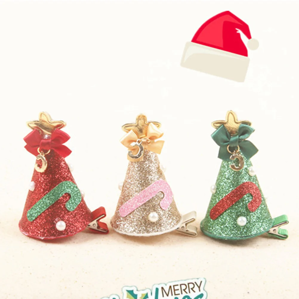 

3Pcs Pearl Christmas Hat Hairpins Durable Festive Hair Clips Party Accessories for Hairpin Christmas