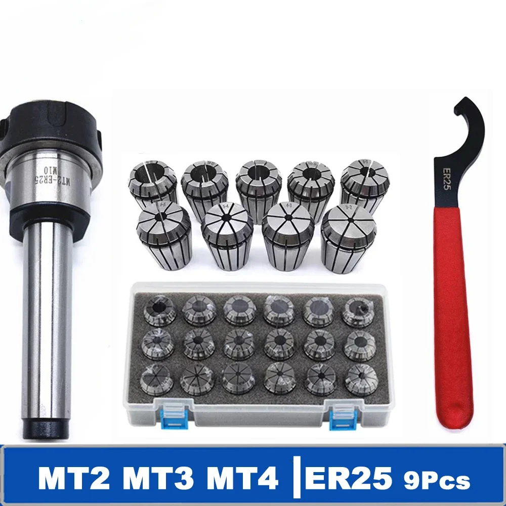 

ER25 Collect MT2 MT3 MT4 ER25 Spring Clamps 15PCS MT2 ER25 M12 ER25 Collet Chuck Morse Cone Holder MT2 MT3 MT4 ER25 collect Set