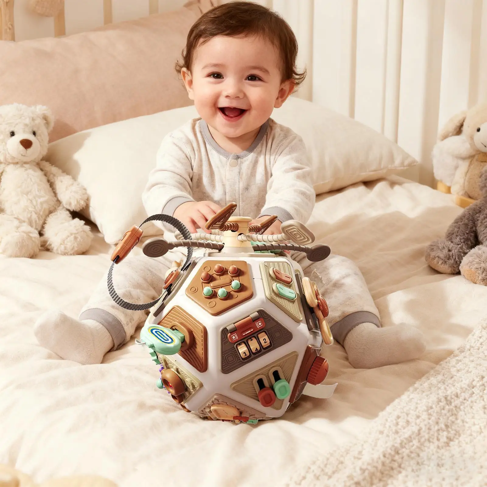 Toddlers Sensory Activity Cube with Fine Motor Skills Toys for Airplane Car Travel Kids Educational Montessori Learning Game