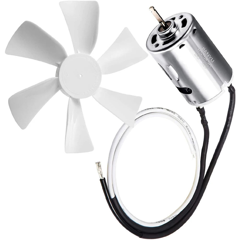 12 V DC RV Exhaust White Replacement Vent Fan Motor Blade For any 12V motor with a 4 mm / 0.15 inch D shaft