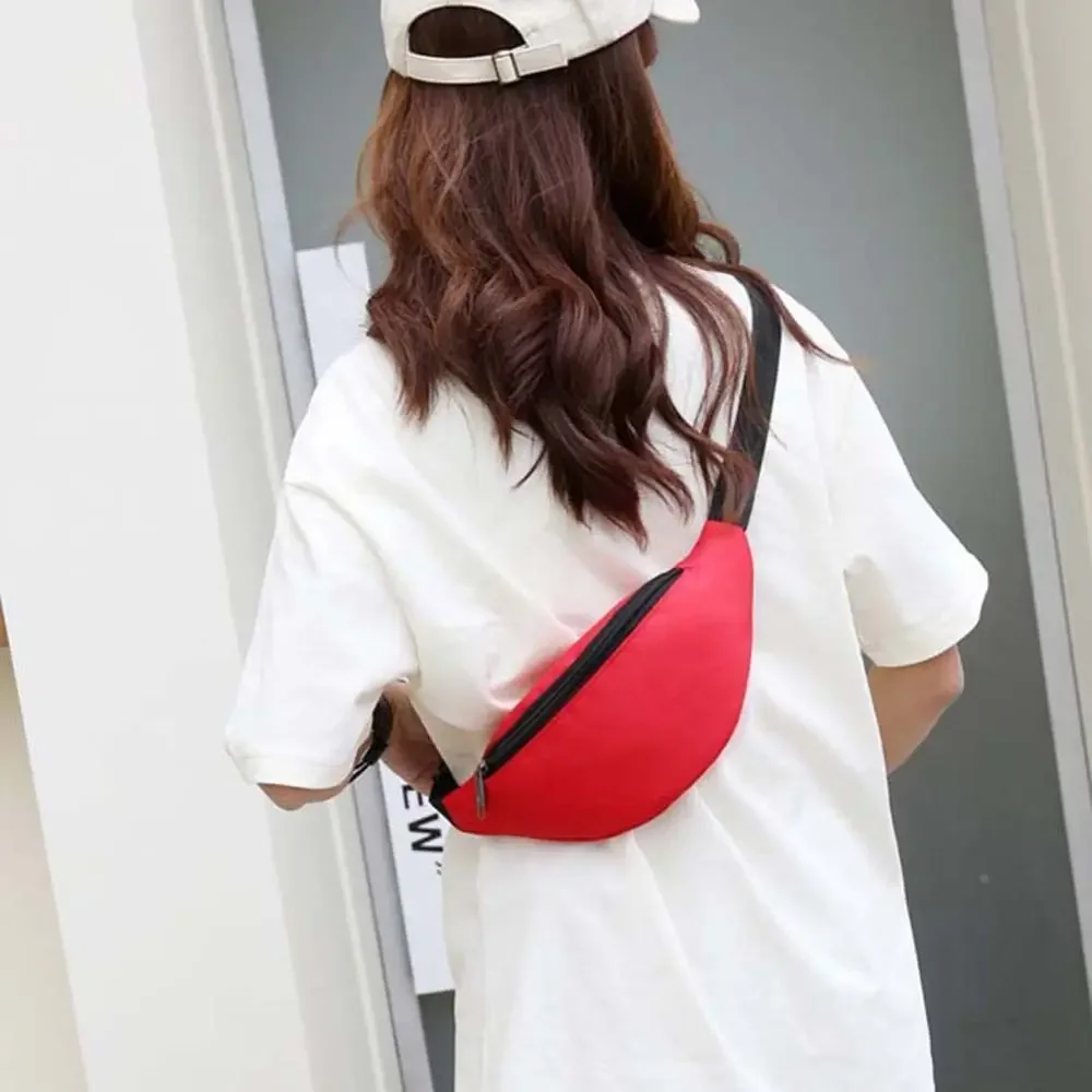 Solid Color Waist Bag Women\'s Belt Bag Travel Men Bum Bags Waterproof Female Purse Ladies Belly Pouch for Phone Coins