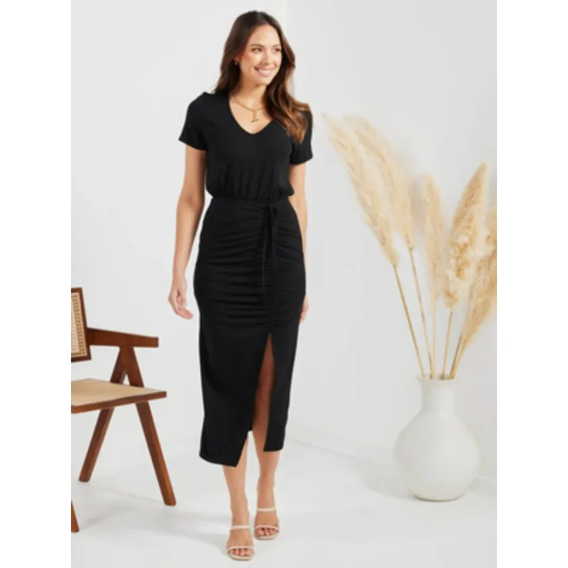 V-Hals Jurk Met Korte Mouwen En Gesplitste Jurk In Één Stap Sexy Skinny Spice Jumpsuit