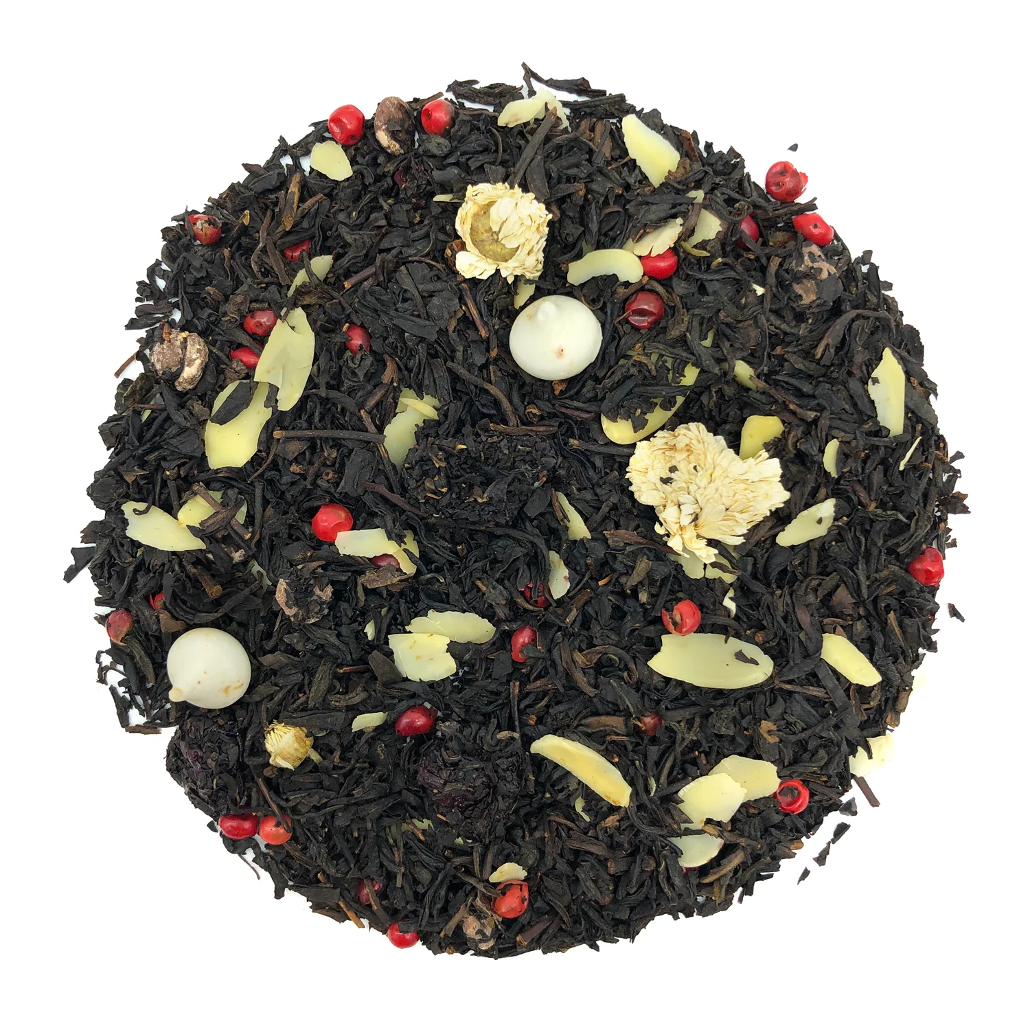 Té Negro con Almendras, Merengue, Chocolate y Cerezas con Flores