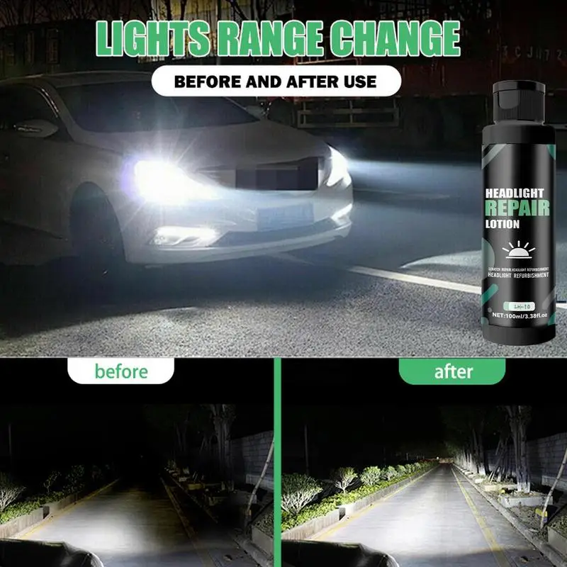 Powerful Headlight Scratch Restoring Repair Fluid 100ml Auto Headlight Restoring Compound for Removes Oxidized Layer Yellowing