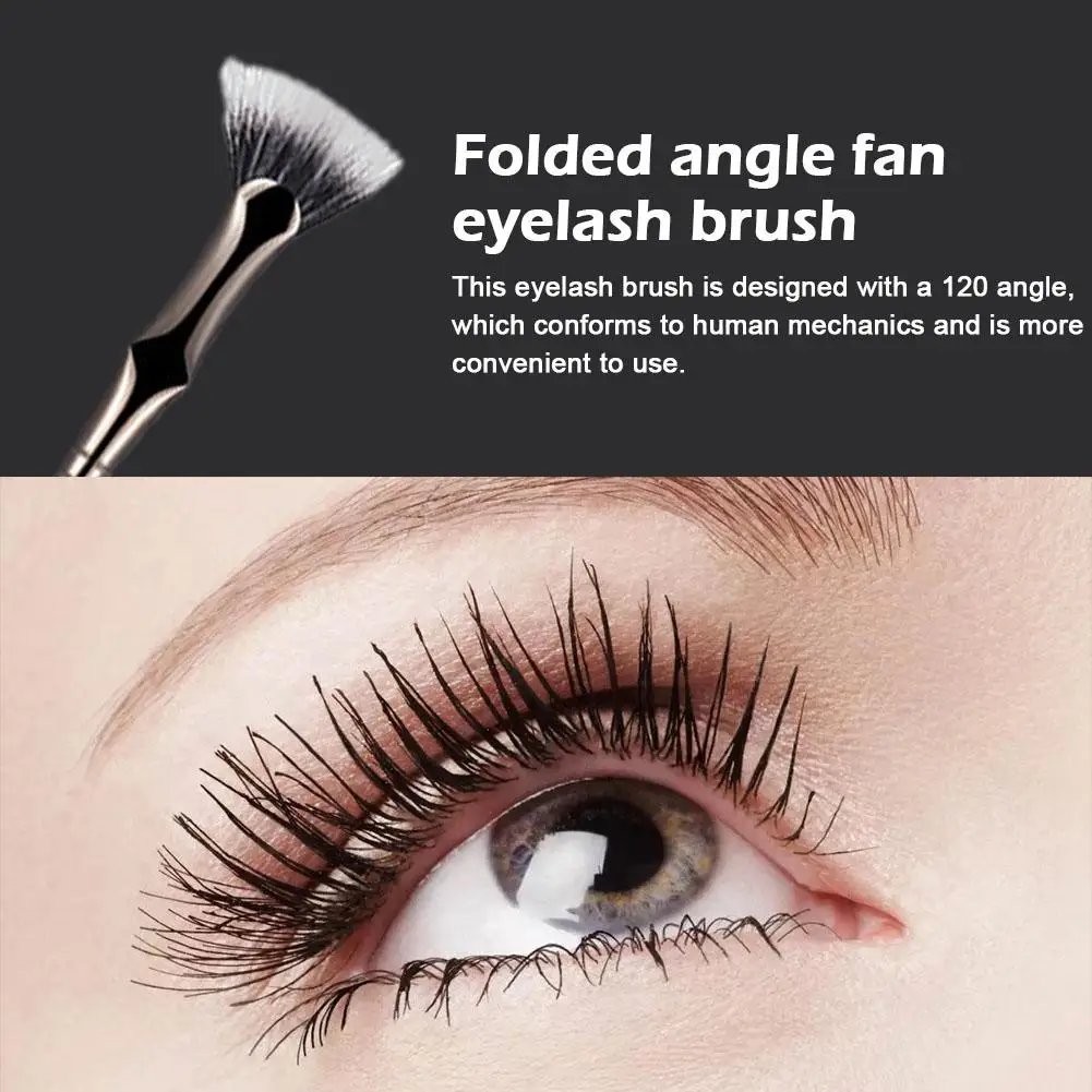 Eyelash Fan Brushes, Lash Fan, dobrado sobrancelha angular, Facial Fan Escova para Maquiagem, Natural Lifted Effects, Enhance Lower, L, V0Y2