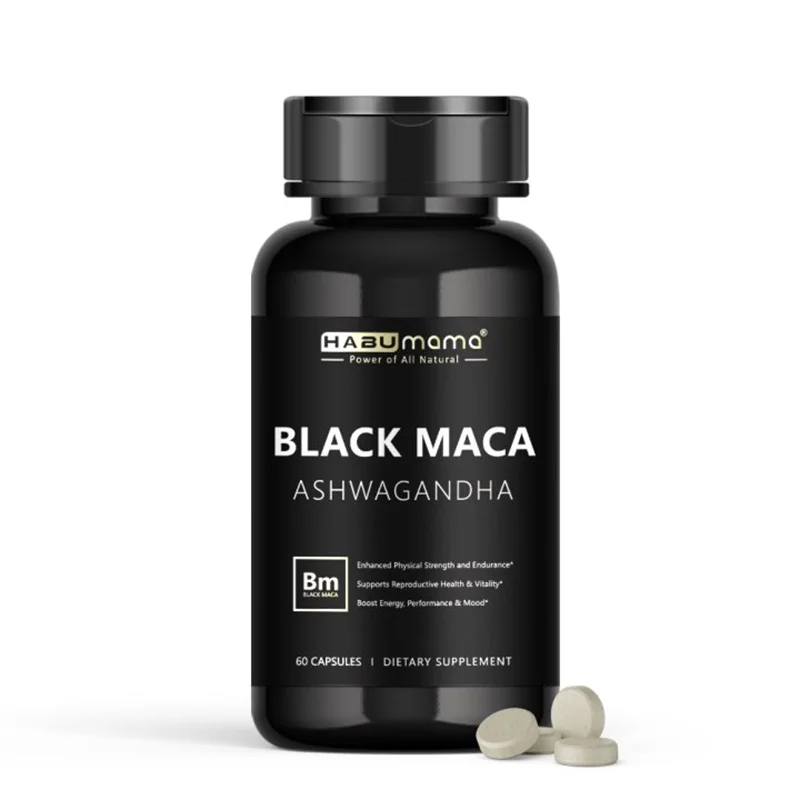 

Black Maca supplement, helps energy & endurance & strength and immune system, GMO-free, vegetarian friendly, 60 capsules/bottle