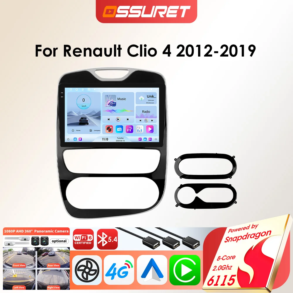 OSSURET Lettore autoradio Android per Renault Clio IV 4 2012-2019 Carplay Auto GPS 8core Autoradio intelligente di Snapdragon 6115