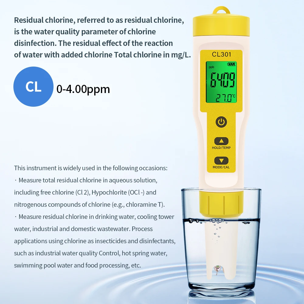 5-in-1-Chlormessgerät PH-Messgerät ORP H2 Temp Cl2 Detektor Wasserqualitätsmonitor Testwerkzeug Filter für Schwimmbad SPA Wasser – Detail 25