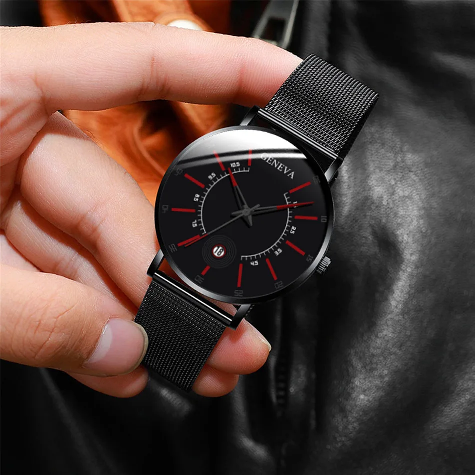 Calendar Sports Men Watch for Women Quartz Watches Stainless Steel Mesh Strap Waterproof Dress Watch Fashion Luxury Wristwatch
