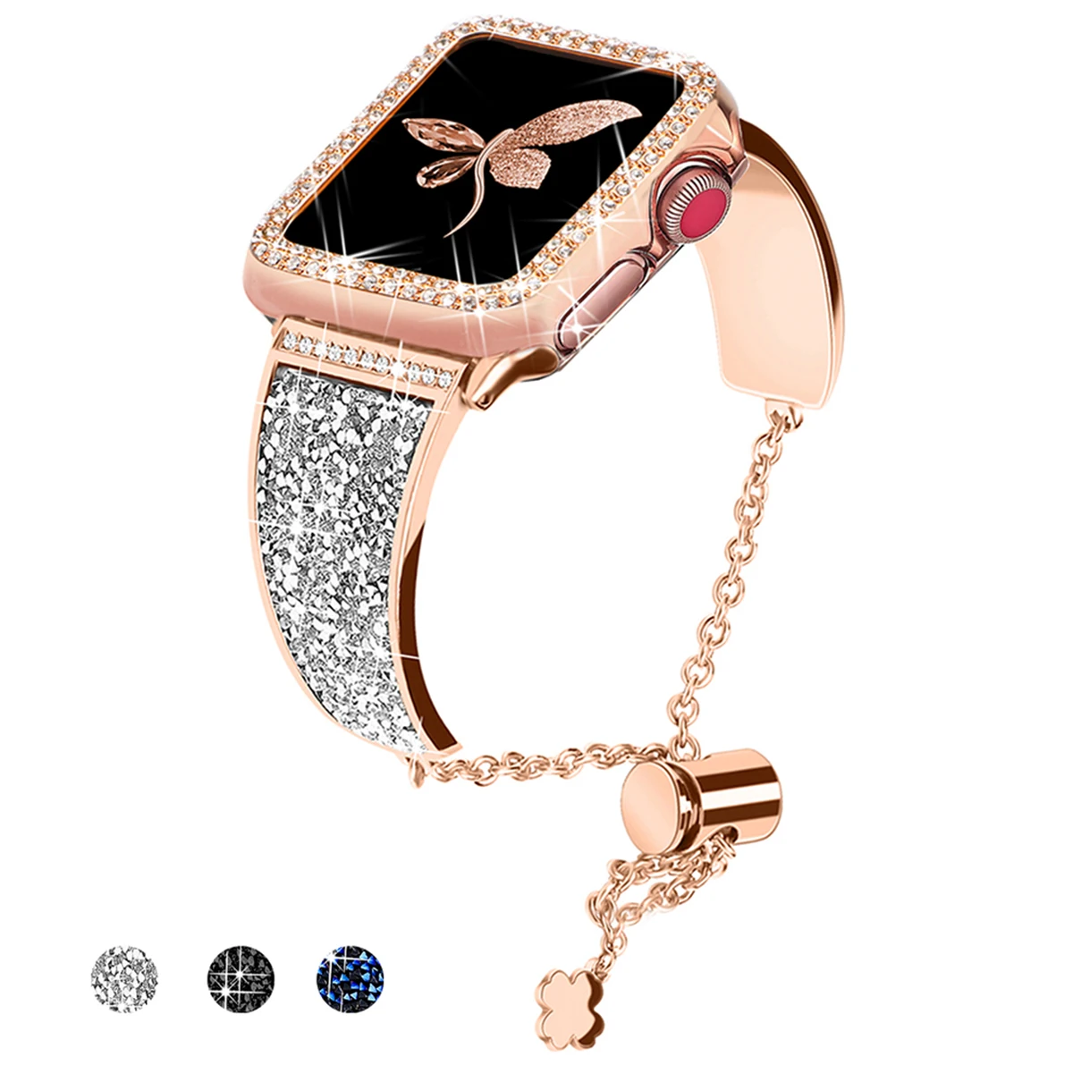 Compatible for Apple Watch Band 49mm 45mm 38mm Series Ultra 8 7 SE 6 5 4 3 2 1, Sparkling Bling Crystal Bracelet for iWatch Band