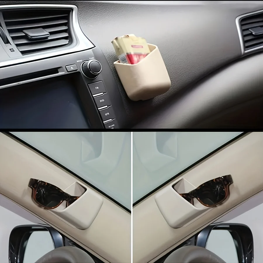 2Pcs Universal Car Auto Sunglasses Organizer Eyeglasses Glasses Holder Accessories Phone Organizer Storage Boxes Holders Pocket image 3