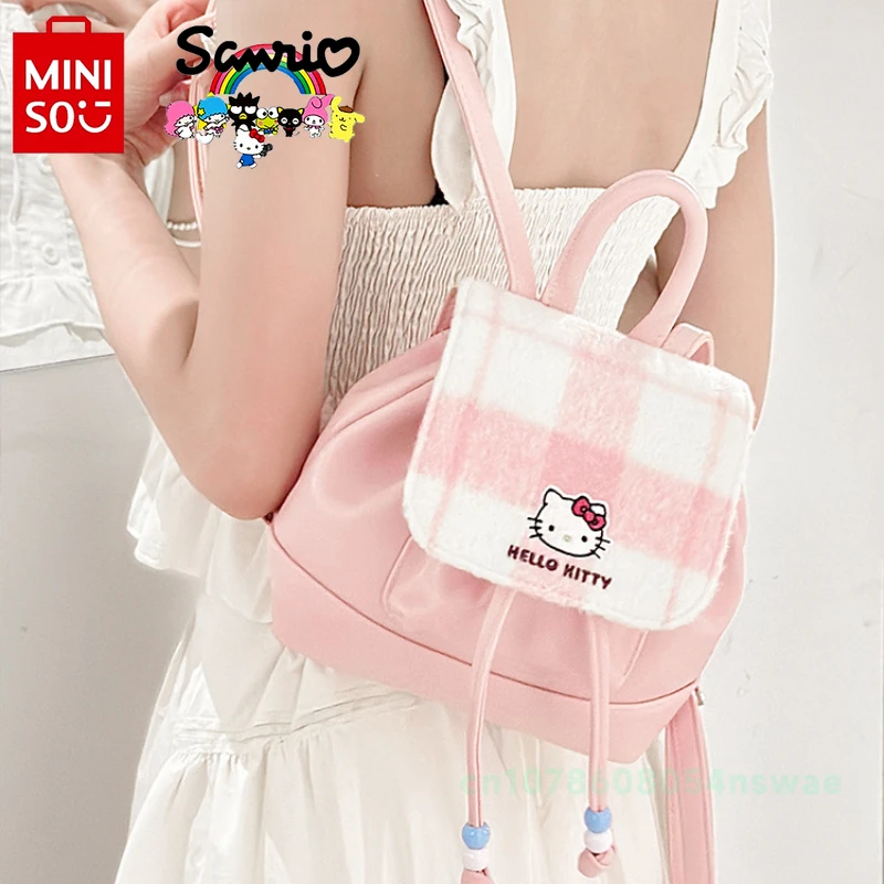 Miniso Hello Kitty 'S Nieuwe Trekkoord Mini Rugzak Luxe Merk Originele Vrouwen Rugzak Cartoon Mini Girl Rugzak Van Hoge Kwaliteit