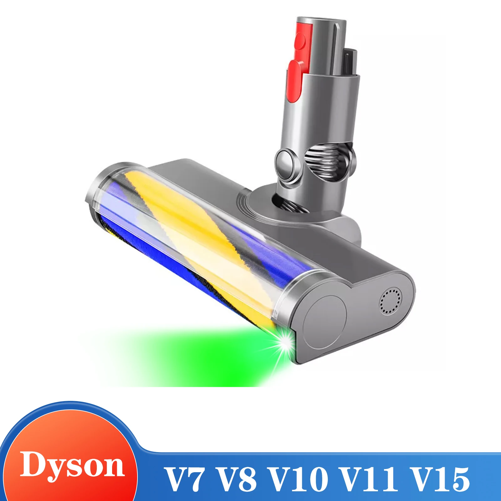 رأس فرشاة ناعمة مطورة لـ Dyson V6 V7 V8 V10 V11 V15 V10 Slim V12 مكانس كهربائية لاسلكية رفيعة مع ضوء LED أخضر للمنزل