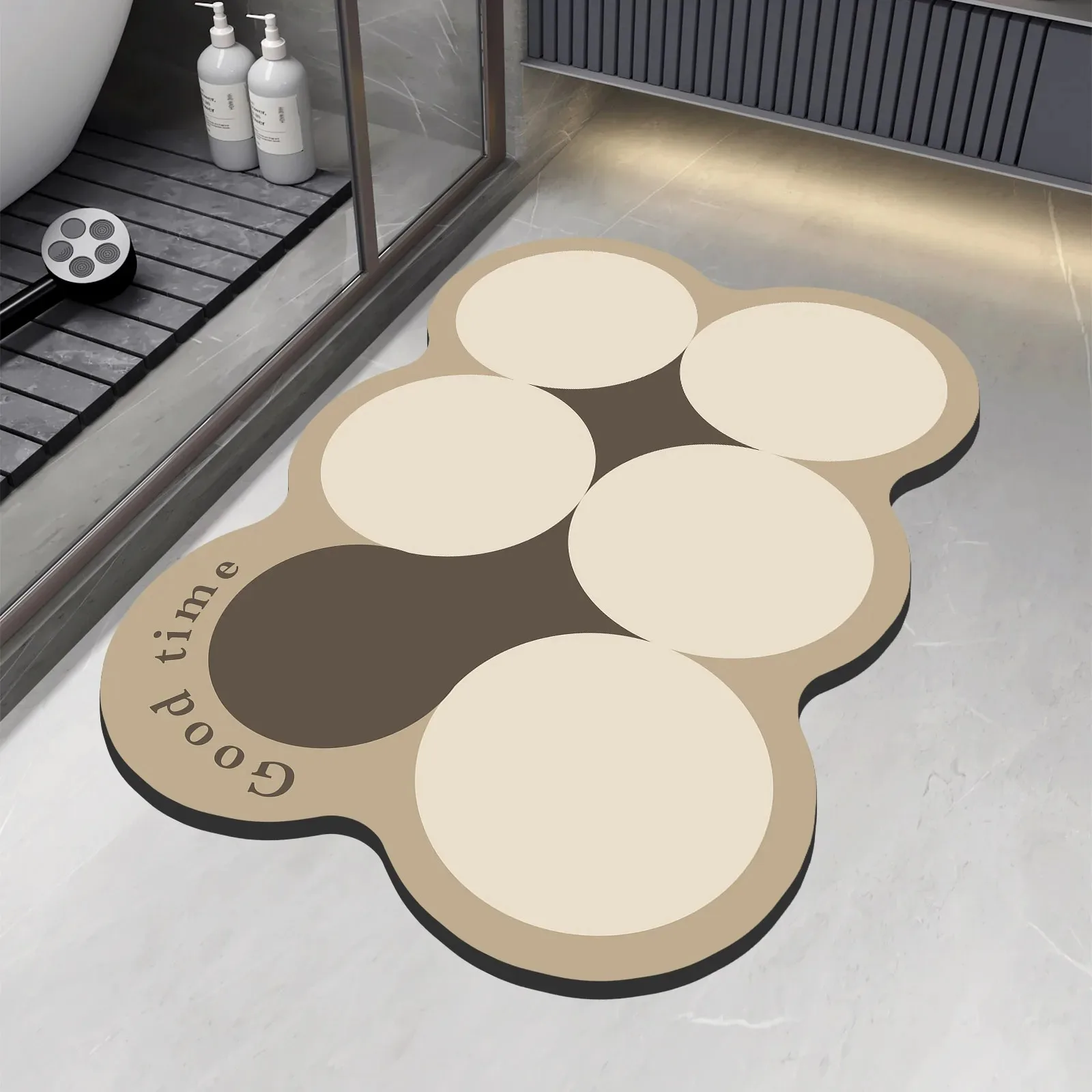 

Bathroom Floor Mat Non-slip Soft Dirt-resistant Toilet Carpet Absorbent Diatom Mud Rug Irregular Shape Geometric Foot Mats 욕실 카펫