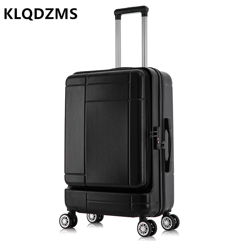 KLQDZMS-Mala Portátil com Rodas de Rolamento, Mala de Embarque para Laptop, Trolley Case, Abertura Frontal, ABS e PC, 20 "24"