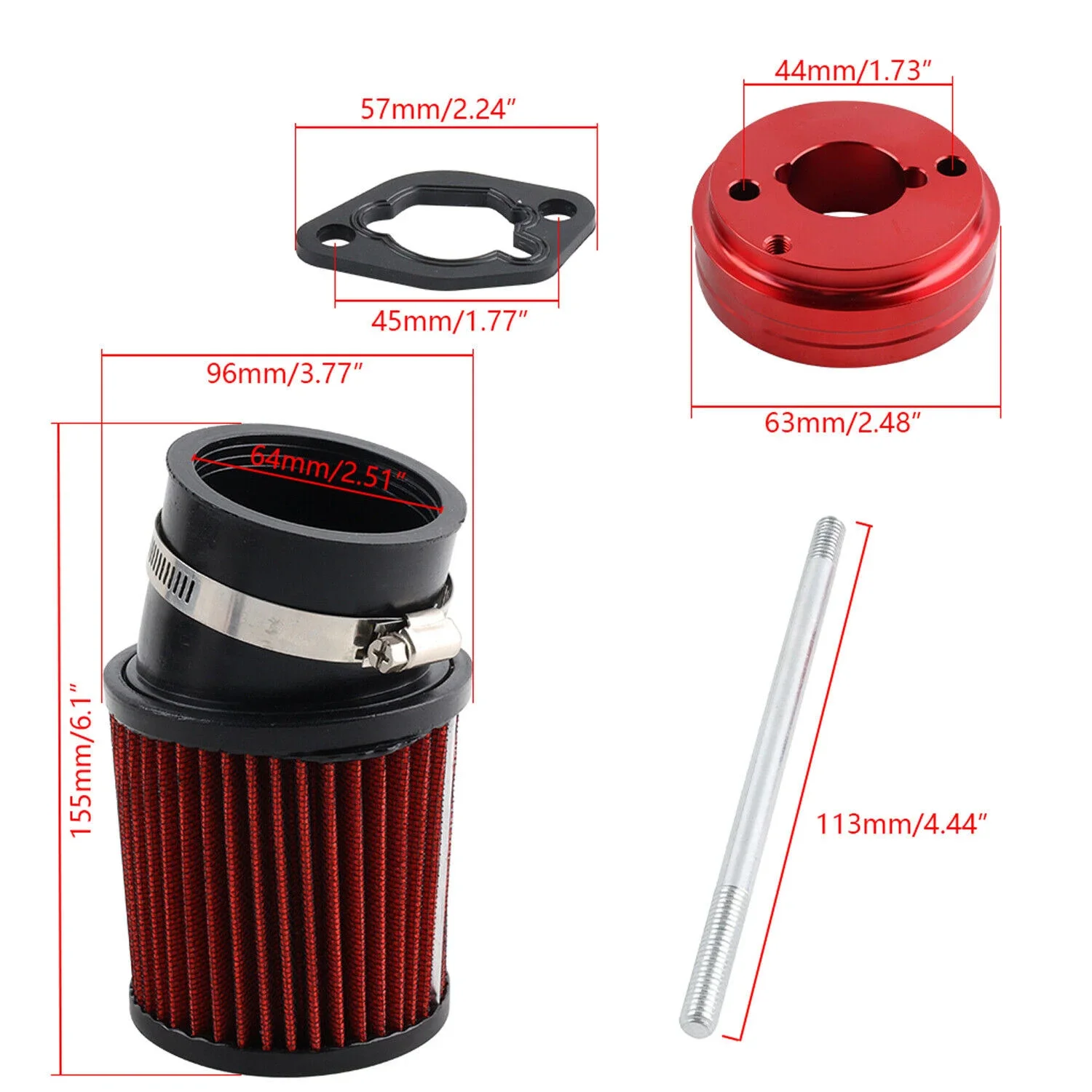 Air Inlet Air Intake Filter Kit For Go-Karts & Mini Bikes 6.5 HP Honda Clone GX160 GX200 Go Kart Predator 212cc Engine