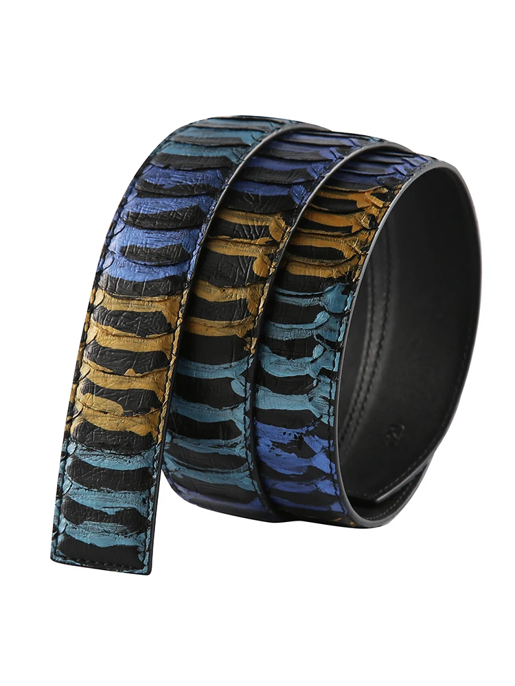 Original design true python men\'s belt Without scalp and body Individual belt body Big brand replacement belt Personalized belt