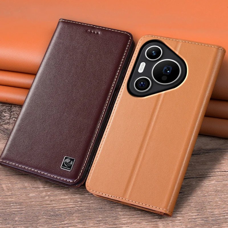 

For HUAWEI Pura70 Pura 70 Pro Plus Ultra 5G Flip Case Napa Texture Magnetic Cover Luxury Cowhide Genuine Leather Wallet Cases