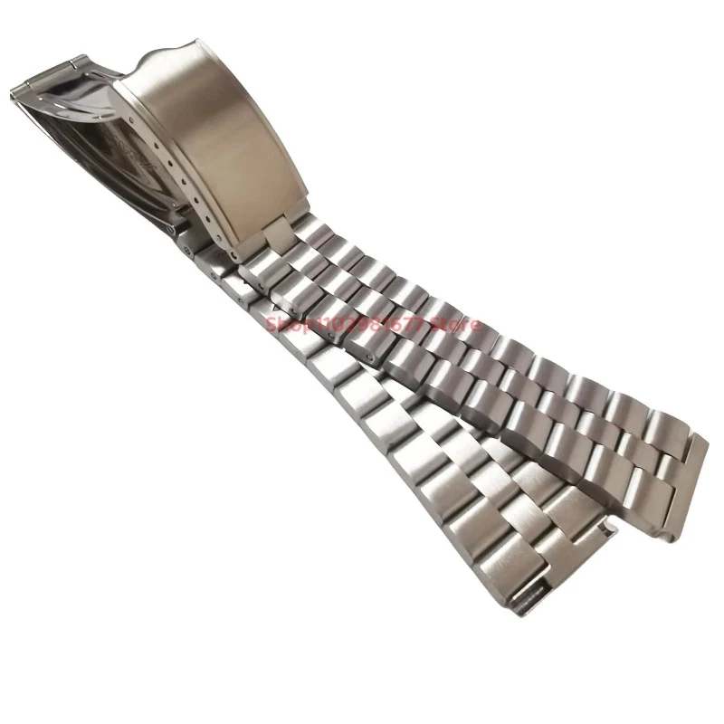 19mm Silver Stainless Steel Universal Straight End President Watch Strap Band Bracelet Fit for Seiko 6138 Series Watch