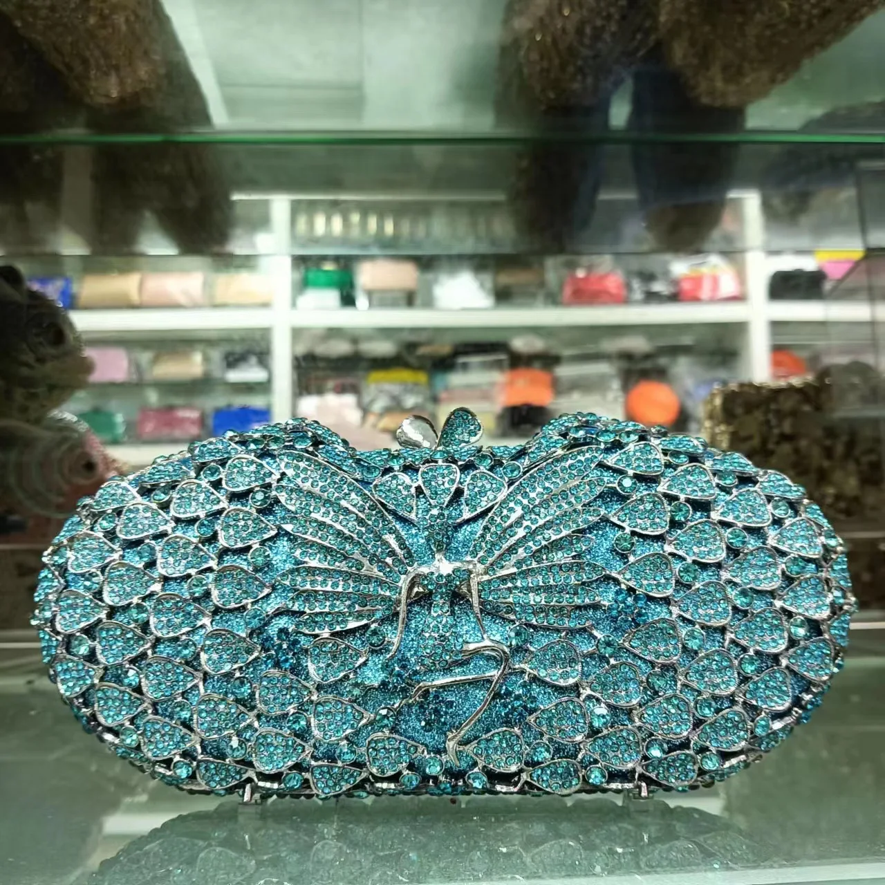 

Women Light Blue Crystal Evening Bags Ladies Diamond Party Handbag Bridal Clutches Wedding Rhinestones Clutch Bag For Party Bags