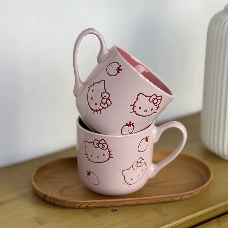 

Кружка Sanrio Hello Kitty с ручной росписью, милая клубничная чашка для завтрака, кофейная чашка, чашка для воды, керамическая кружка