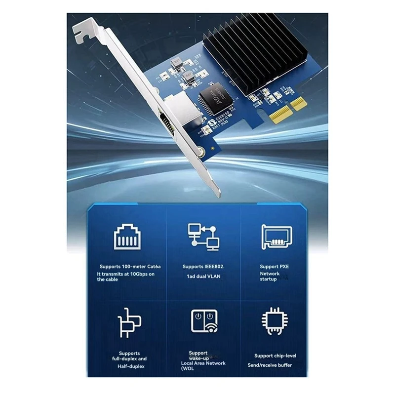 

Сетевая карта 10G PCI-E на RJ45 для ПК с поддержкой PXE Wake-on-LAN (WOL), горячая распродажа, в наличии