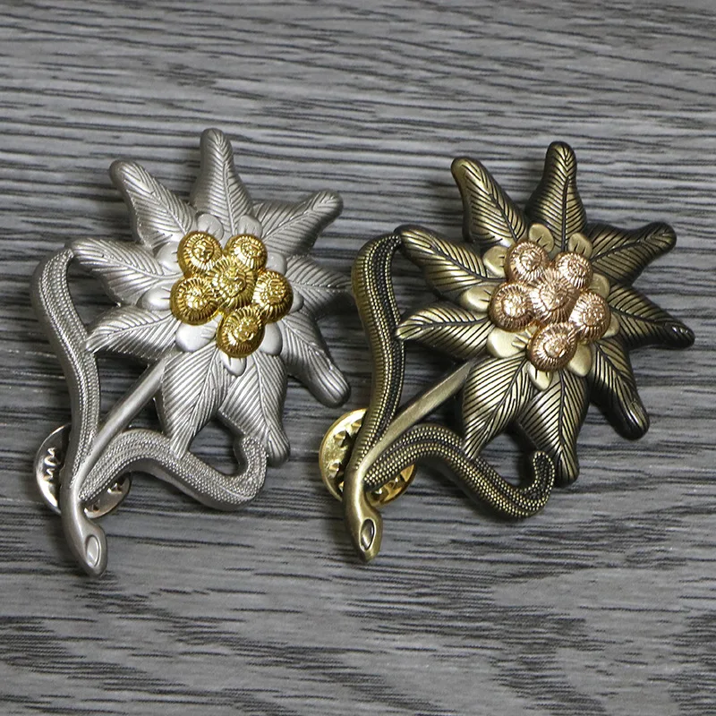 Edelweiss Flower Accessories Medal Insignia Pins Badges Decoration Crafts