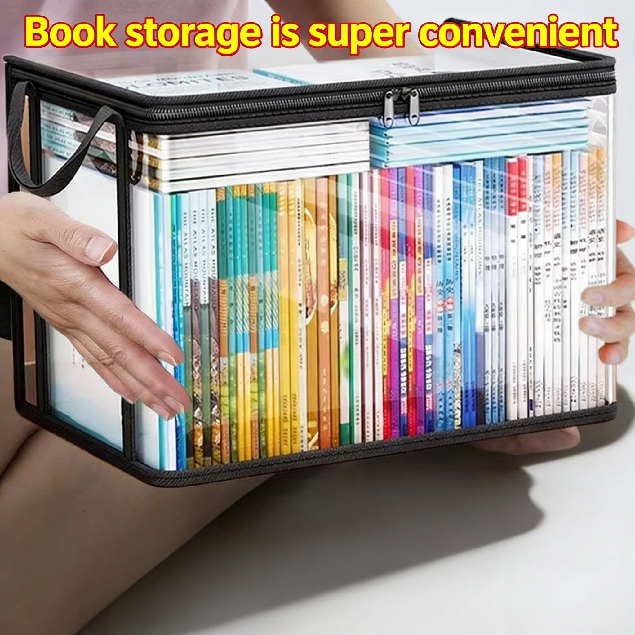 Foldable Book Box Student Dormitory Classroom Book Organizer Transparent Waterproof Household Book Organizing Storage Box
