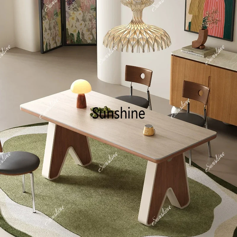 Slate dining table Chinese antique restaurant Household long table Nordic solid wood dining tableTJ