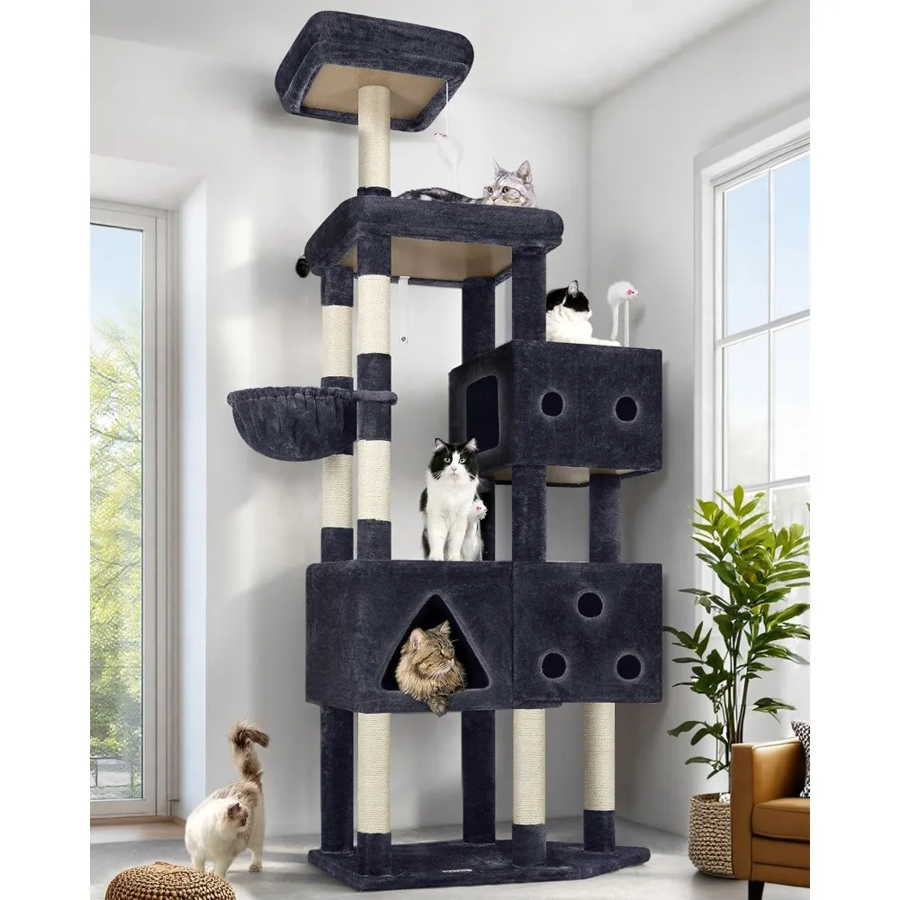 

Extra Large Cat Tower, 81-inch Tall Cat Tree for Big Cats 20 lbs, XXL Heavy Duty Cat Scratching Tower for Indoor Adult