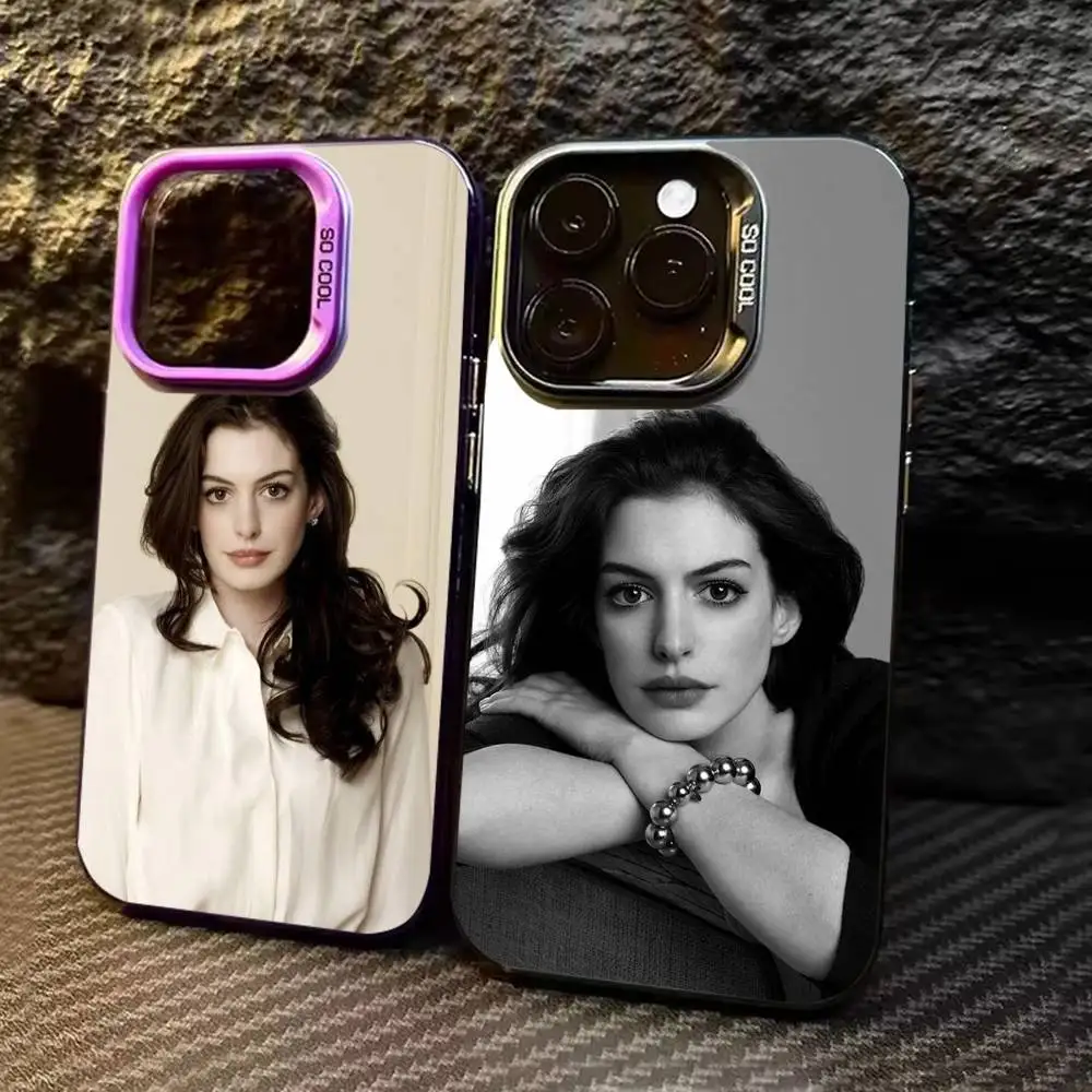 

Anne H-HathawayS Actor Phone Case For iPhone 17,16,15,14,13,12,11,Pro Max,Plus black Candy Silver Cover