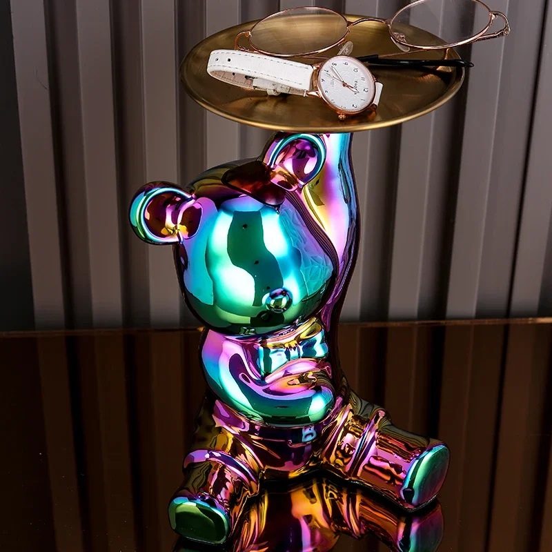 Wohnkultur Keramik Bunte Überzug Bär Lagerung Box Home Living Neue Zimmer Desktop Tablett Dekorative Statue Spardose Ornamente – Detail 7
