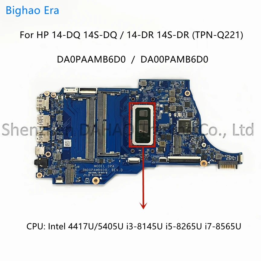 

DA00PAMB6D0 DA0PAAMB6D0 For HP 14s-DQ 14-DQ 14S-DR Laptop Motherboard TPN-Q221 With 4417U i3 i5 i7 CPU UMA L64909-601 L61955-601