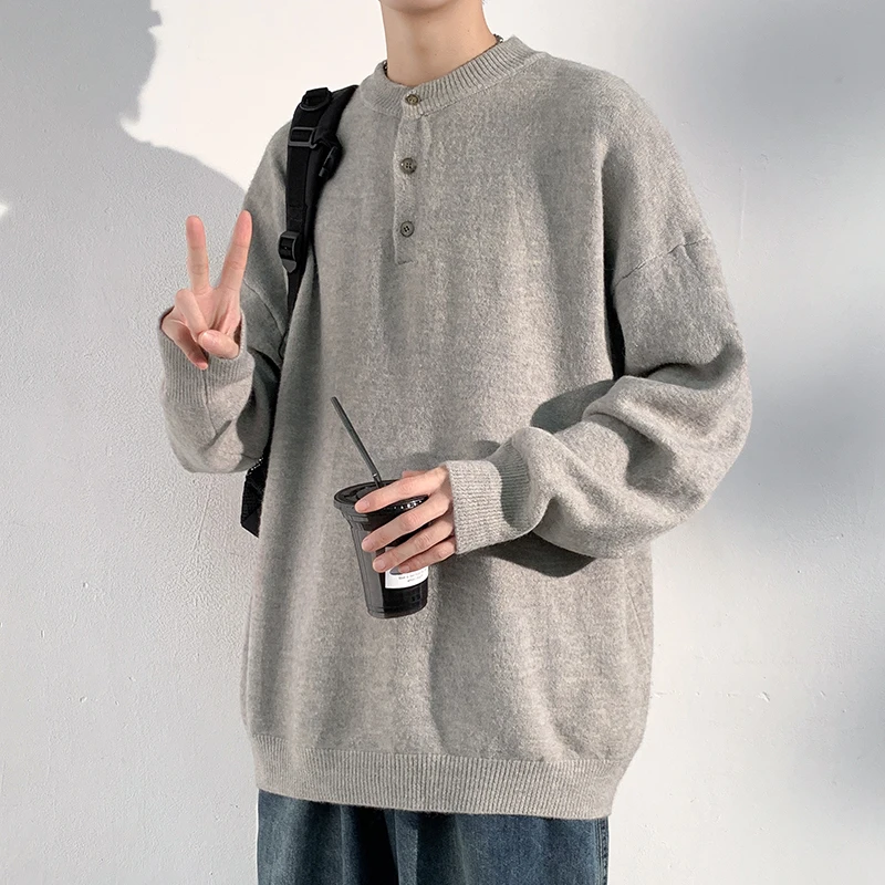 M-XXXXXL Plus Size Mens Long Sleeve Sweater Shirt Button Down Long Sleeve Plain Color Casual Streetwear Clothing Tops Men 5XL